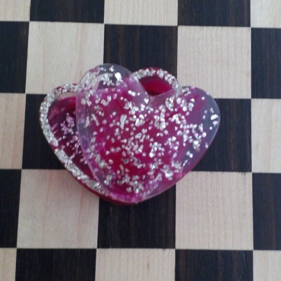 Pink Heart Box with Silver Flakes.💖 - Picture 4 of 9